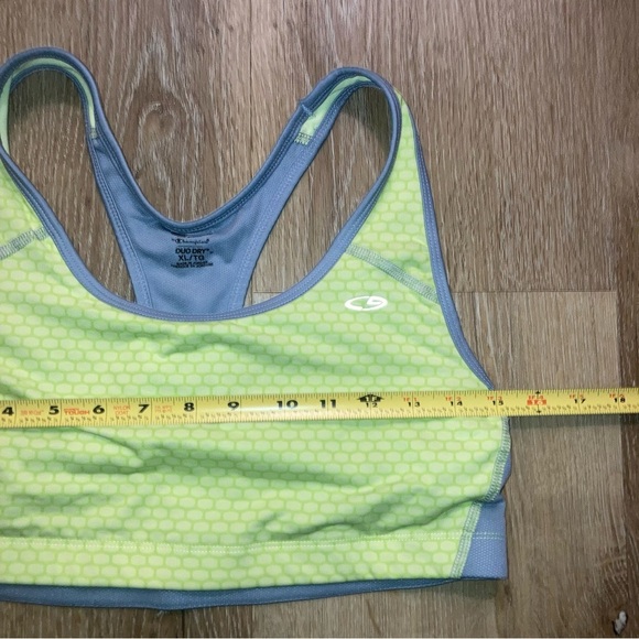 Champion Women’s Sports Bra Neon Green and Gray Sports Bra with Racerback Design - Picture 6 of 7